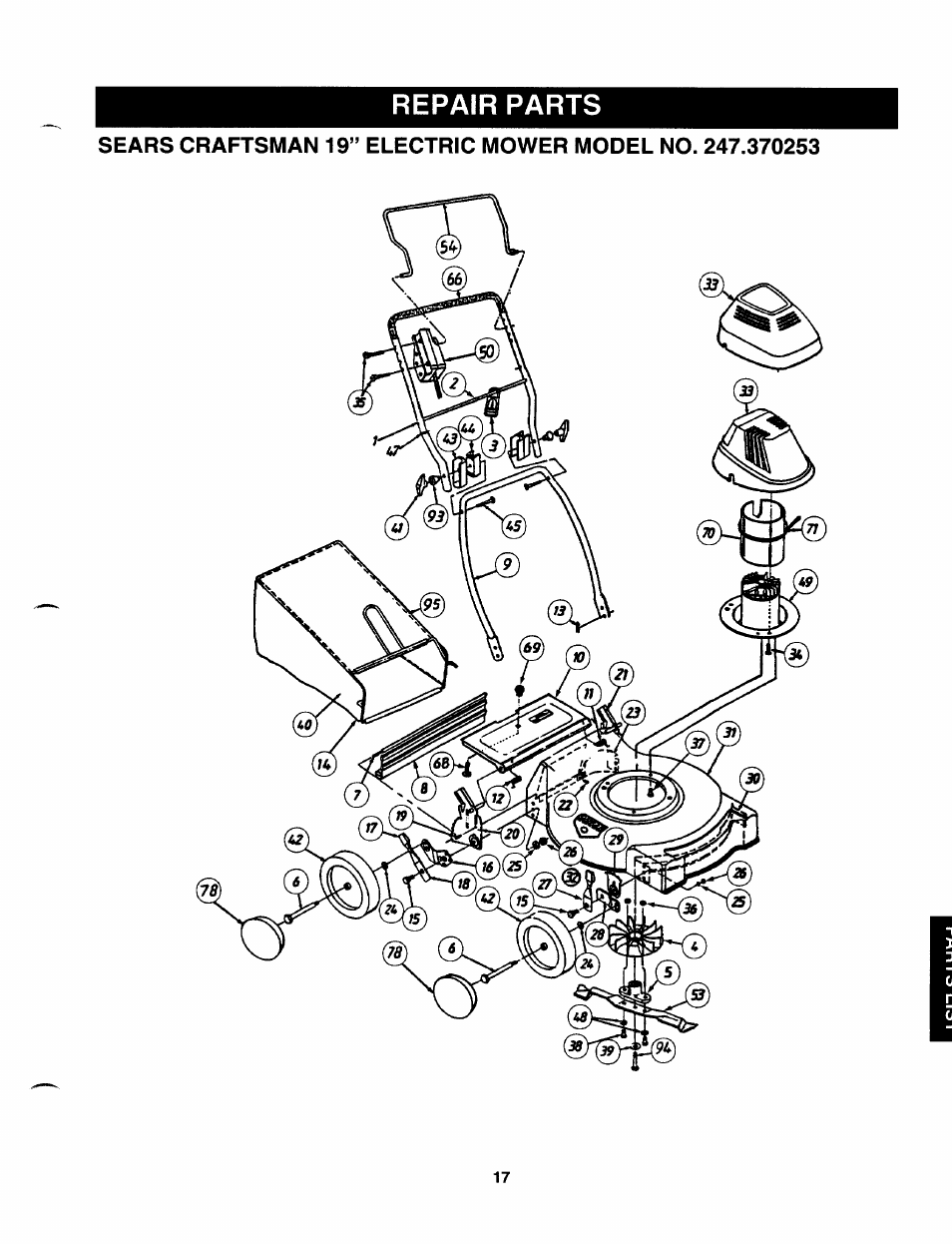 Repair parts | Craftsman 247.370253 User Manual | Page 17 / 40