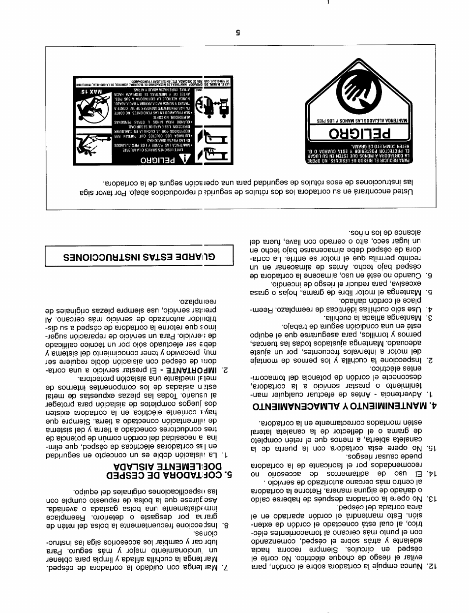 Mantenimiento y almacenamiento, Cof tadora de cesped doe lemente aislada | Craftsman 247.370253 User Manual | Page 36 / 40