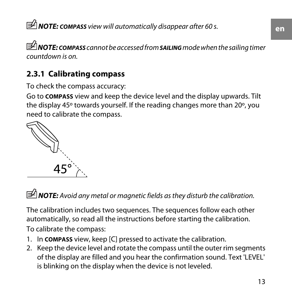 1 calibrating compass | SUUNTO Elementum Ventus User Manual | Page 19 / 32