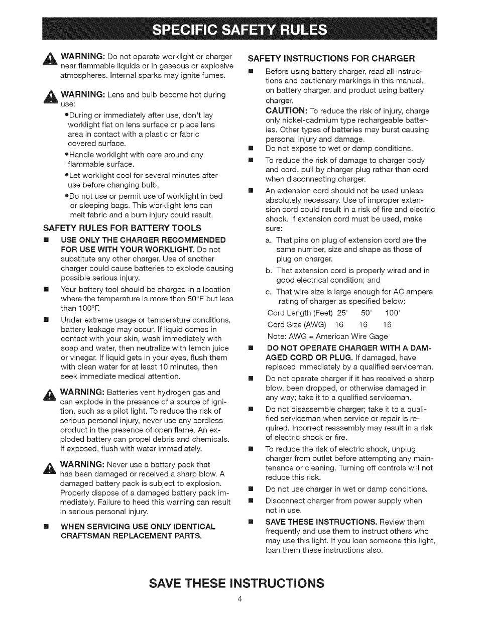 Ecif, Save these instructions | Craftsman 315.113911 User Manual | Page 4 / 11