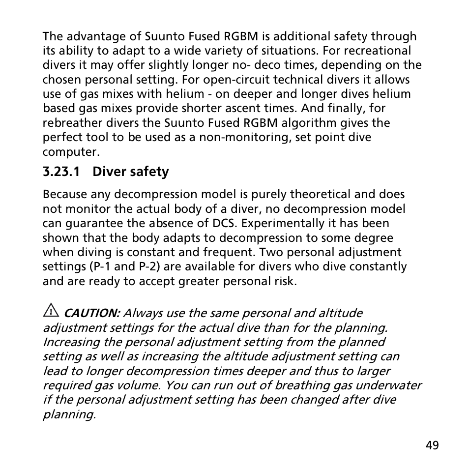 1 diver safety | SUUNTO EON STEEL User Manual | Page 49 / 78