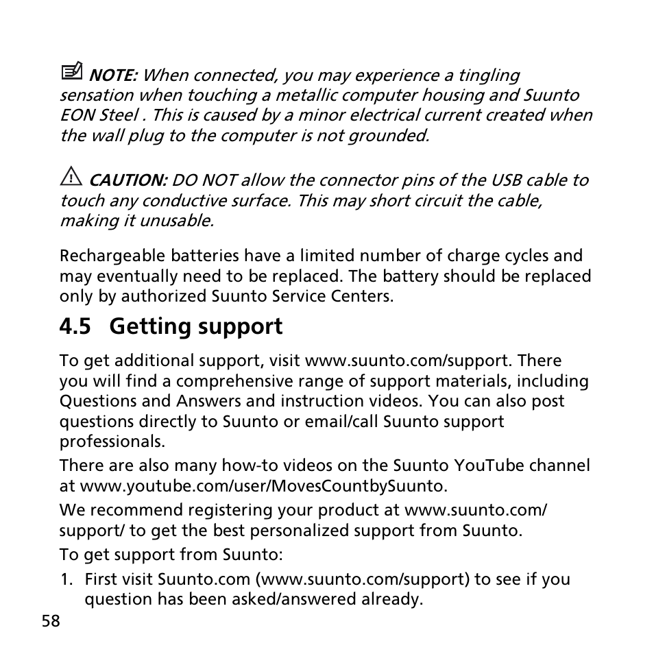 5 getting support | SUUNTO EON STEEL User Manual | Page 58 / 78