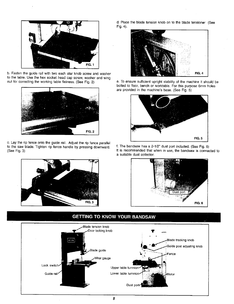 Getting to know your bandsaw | Craftsman 119.214000 User Manual | Page 5 / 20