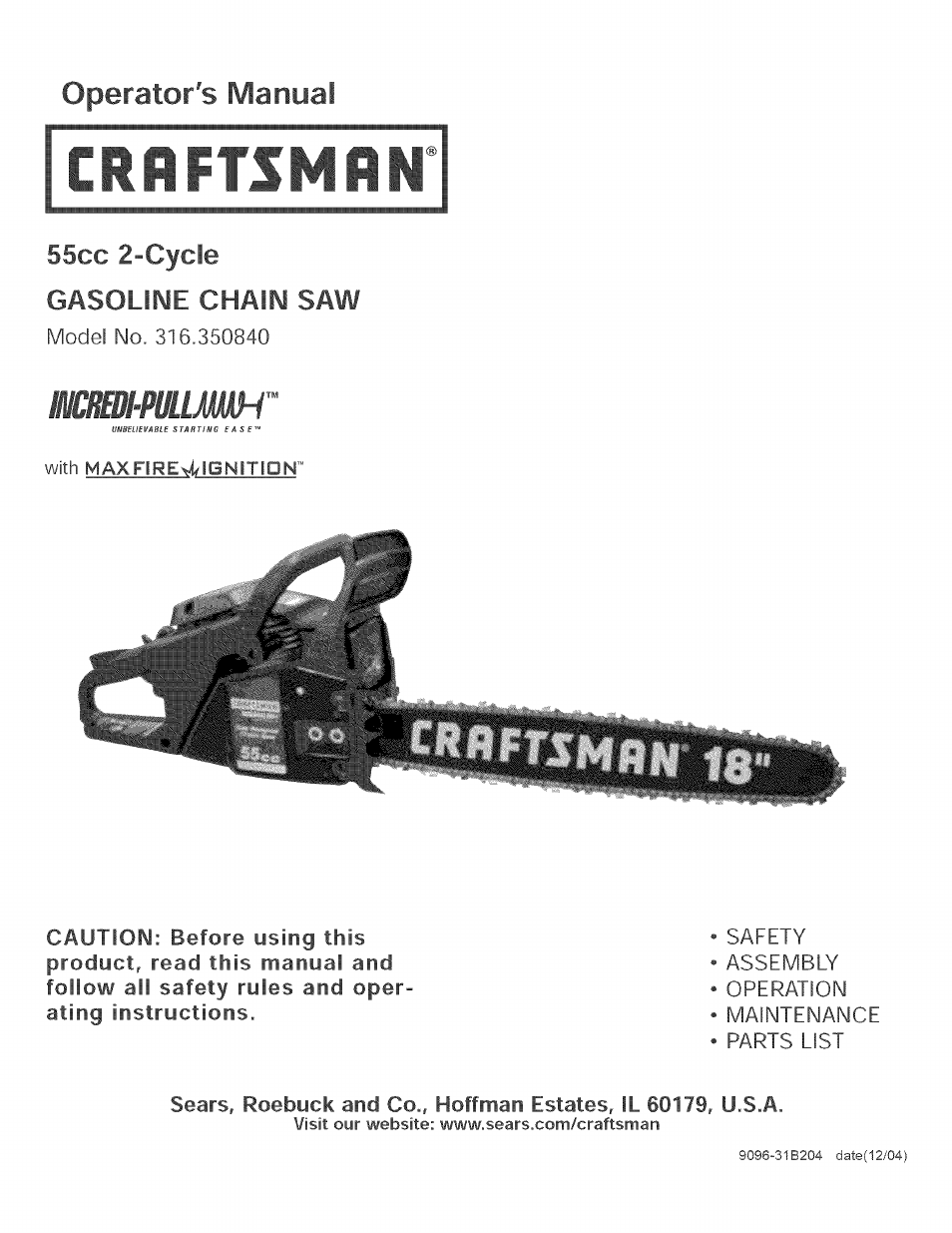 Craftsman 316.350840 User Manual | 28 pages