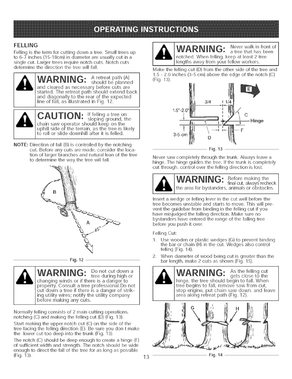 Warning | Craftsman 316.350840 User Manual | Page 13 / 28