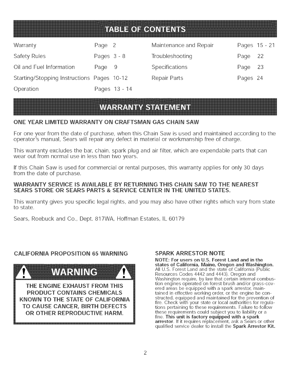 Esibmli i | Craftsman 316.350840 User Manual | Page 2 / 28