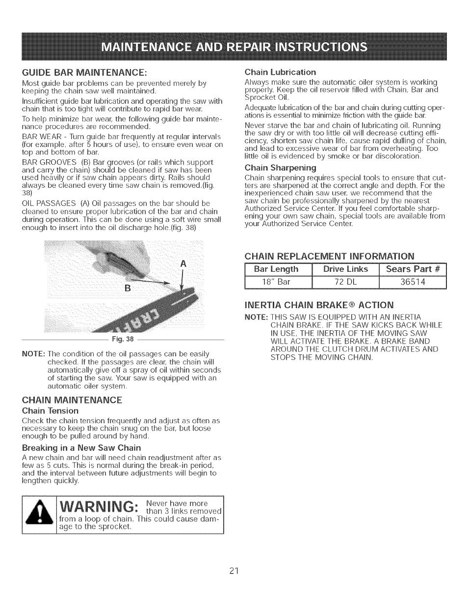 Craftsman 316.350840 User Manual | Page 21 / 28