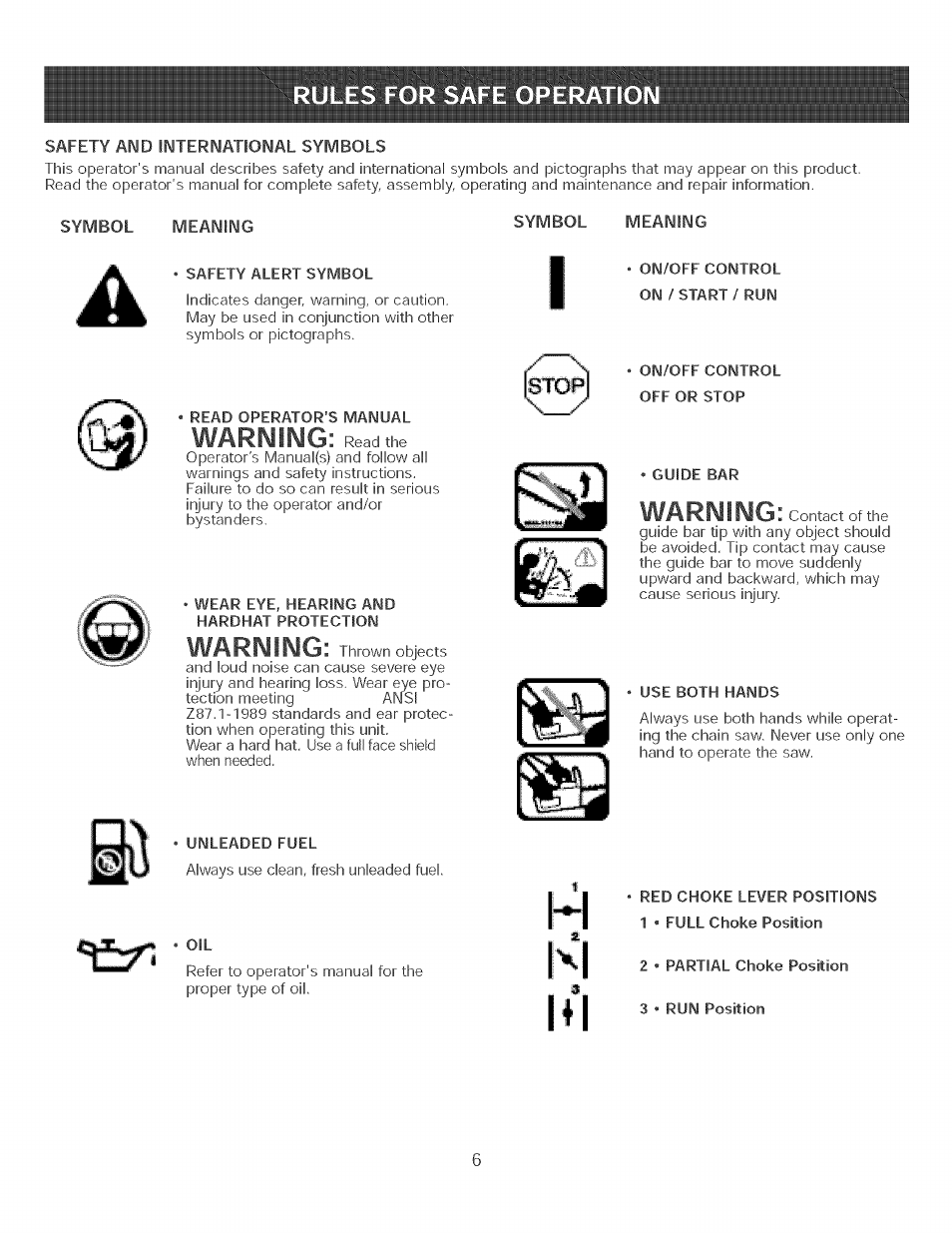 Warning | Craftsman 316.350840 User Manual | Page 6 / 28