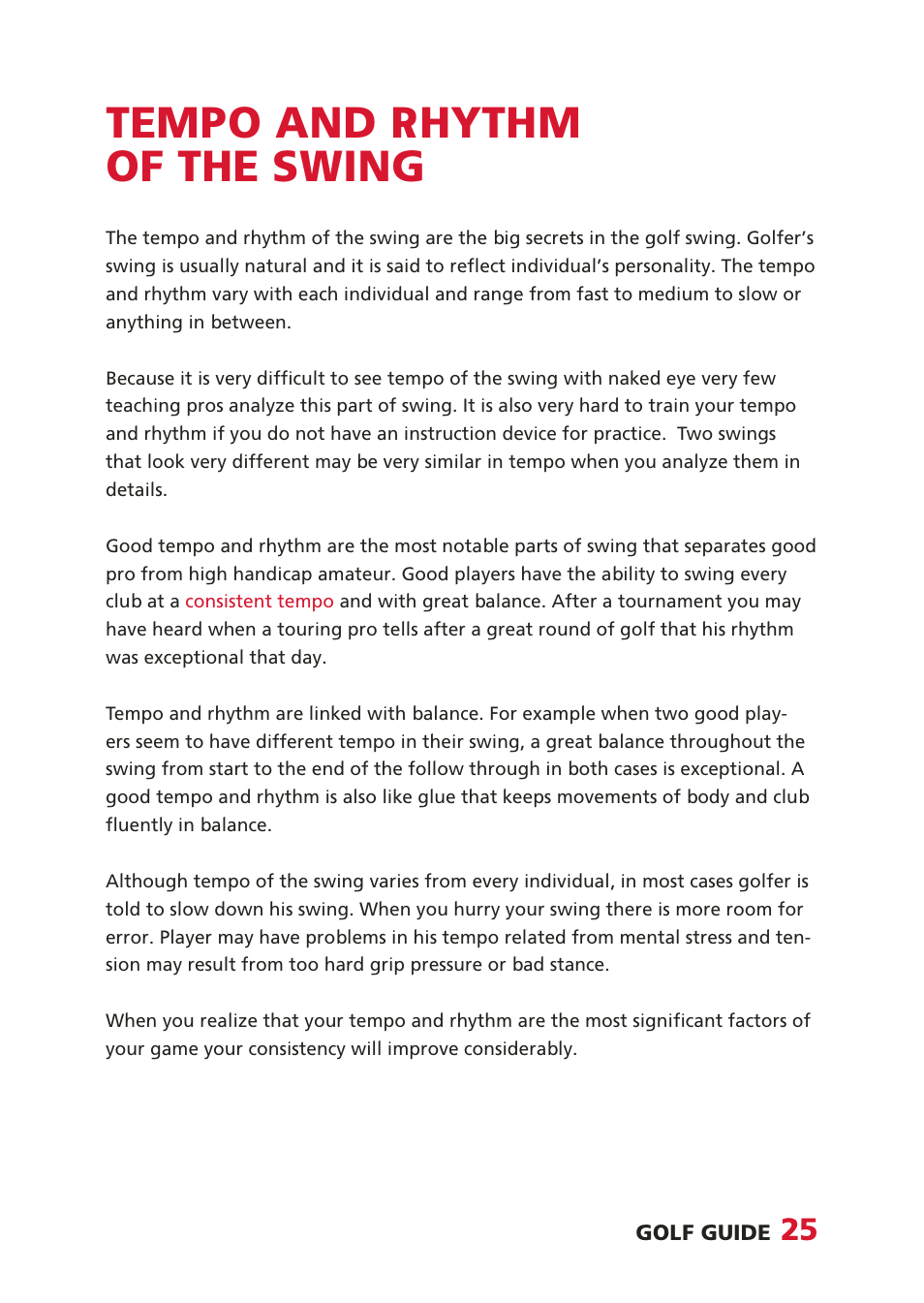 Tempo and rhythm of the swing | SUUNTO Golf User Manual | Page 25 / 32