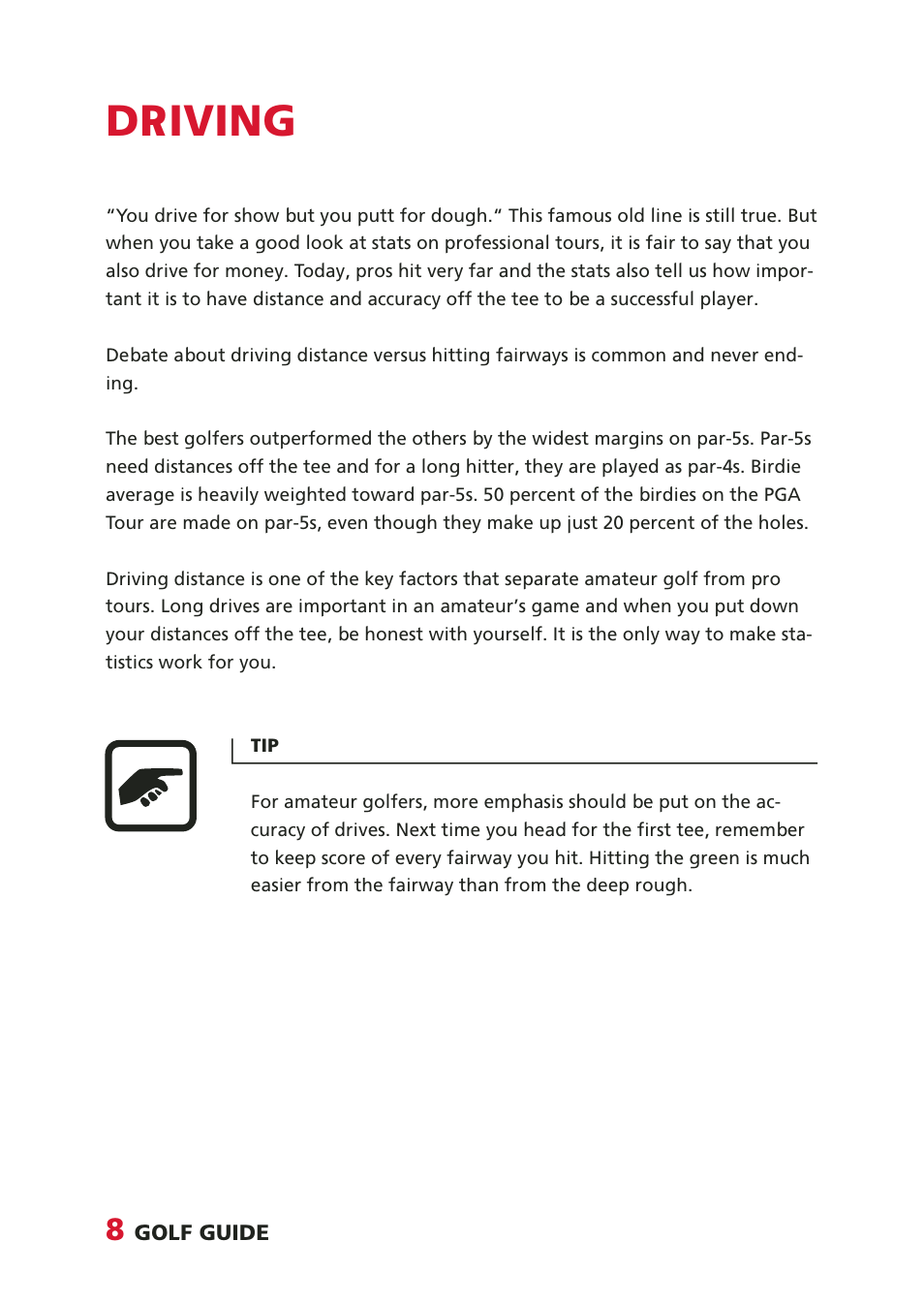 Driving | SUUNTO Golf User Manual | Page 8 / 32