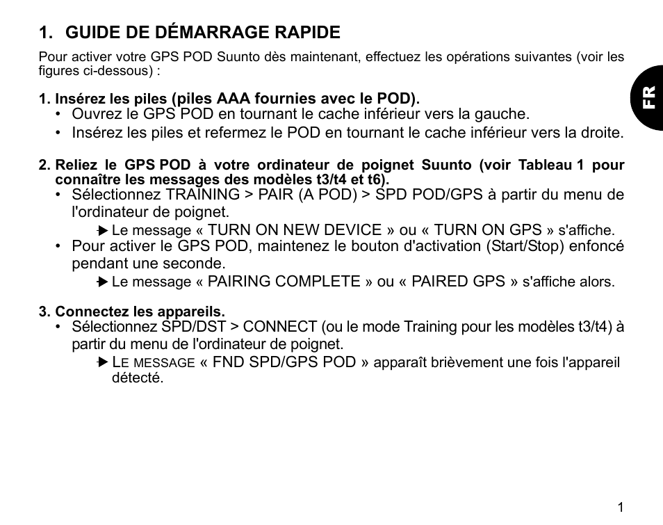 Guide de démarrage rapide | SUUNTO GPS POD User Manual | Page 12 / 84