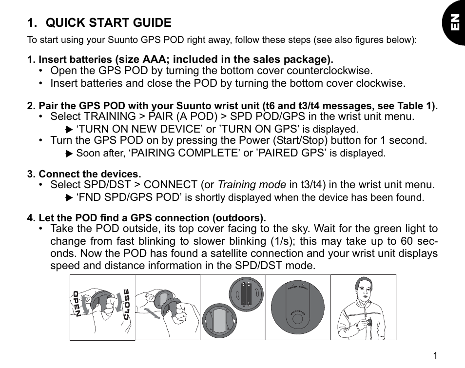 Quick start guide | SUUNTO GPS POD User Manual | Page 3 / 84