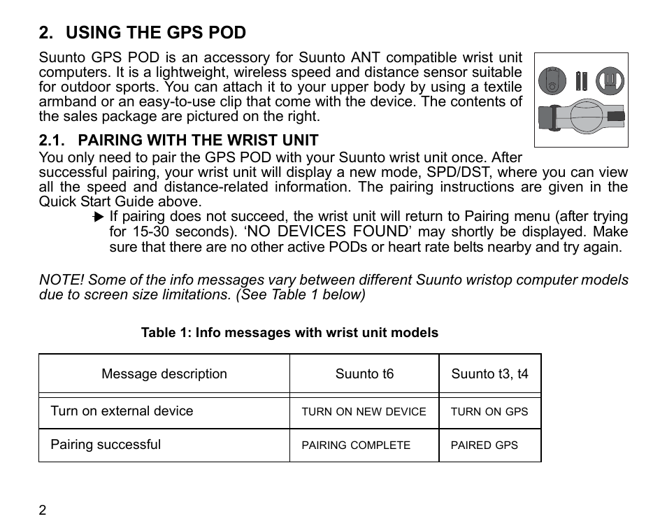 Using the gps pod | SUUNTO GPS POD User Manual | Page 4 / 84