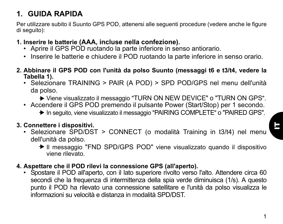 Guida rapida | SUUNTO GPS POD User Manual | Page 43 / 84