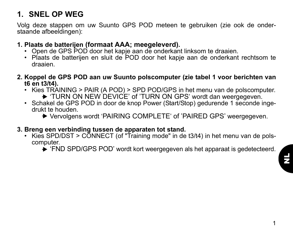 Snel op weg | SUUNTO GPS POD User Manual | Page 53 / 84