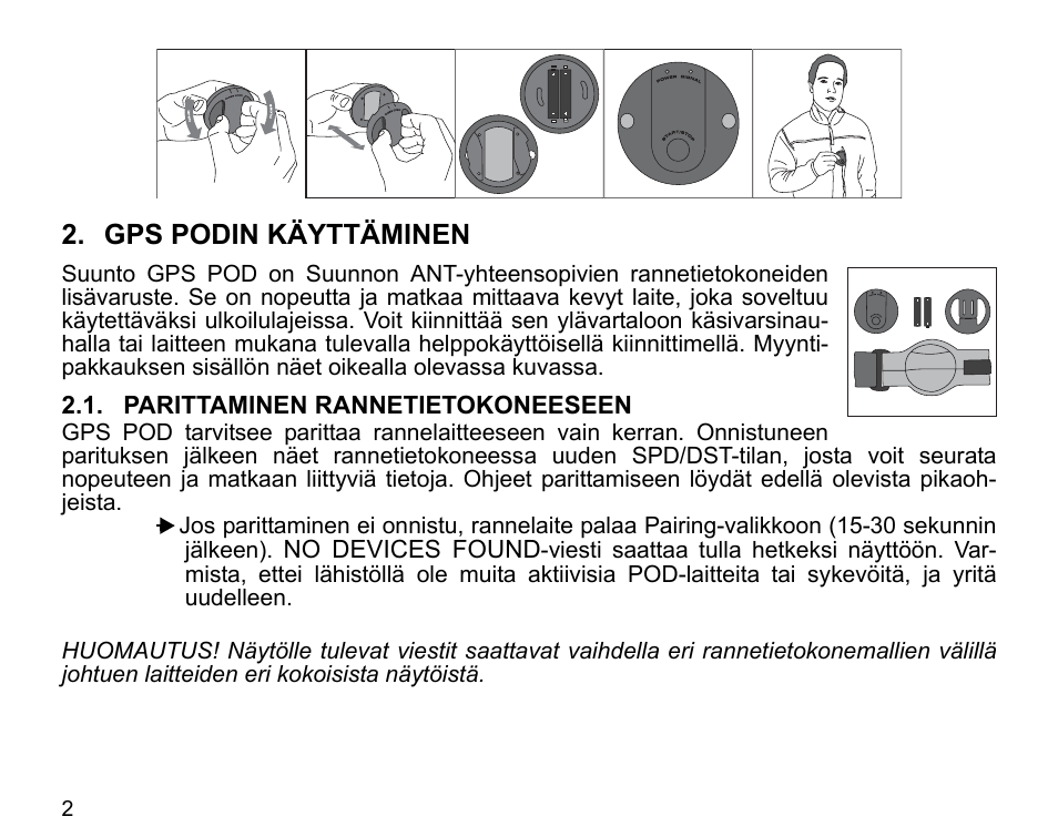 Gps podin käyttäminen | SUUNTO GPS POD User Manual | Page 64 / 84