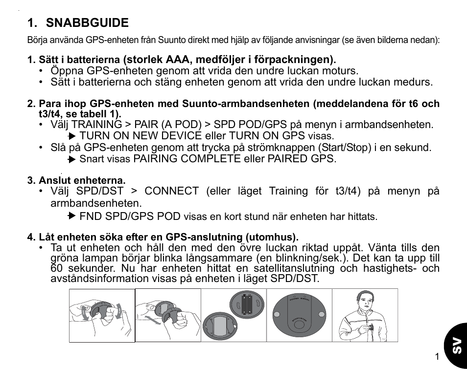 Snabbguide | SUUNTO GPS POD User Manual | Page 72 / 84