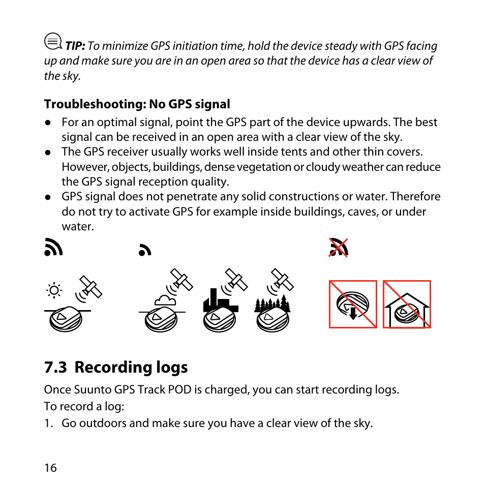3 recording logs | SUUNTO GPS TRACK POD User Manual | Page 16 / 32