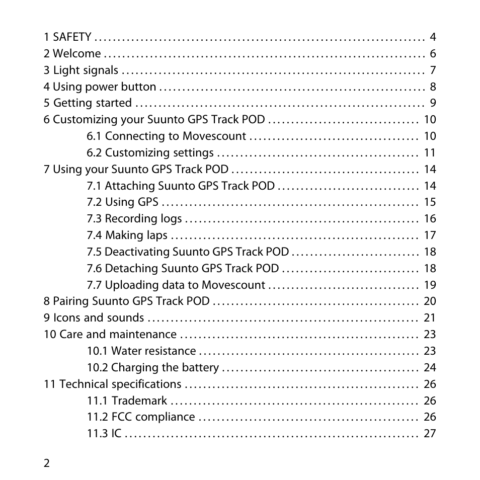 SUUNTO GPS TRACK POD User Manual | Page 2 / 32