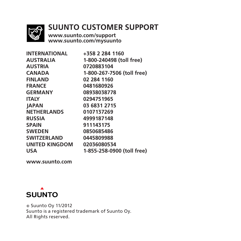 Suunto customer support | SUUNTO GPS TRACK POD User Manual | Page 32 / 32