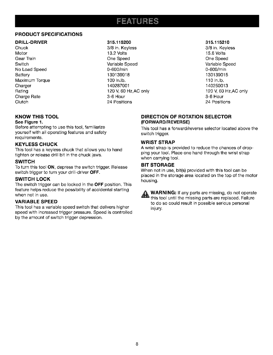 Craftsman 315.115210 User Manual | Page 8 / 19