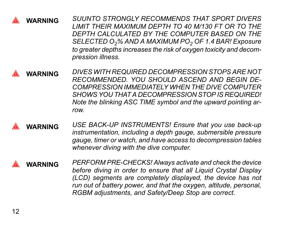 SUUNTO HELO2 User Manual | Page 12 / 116