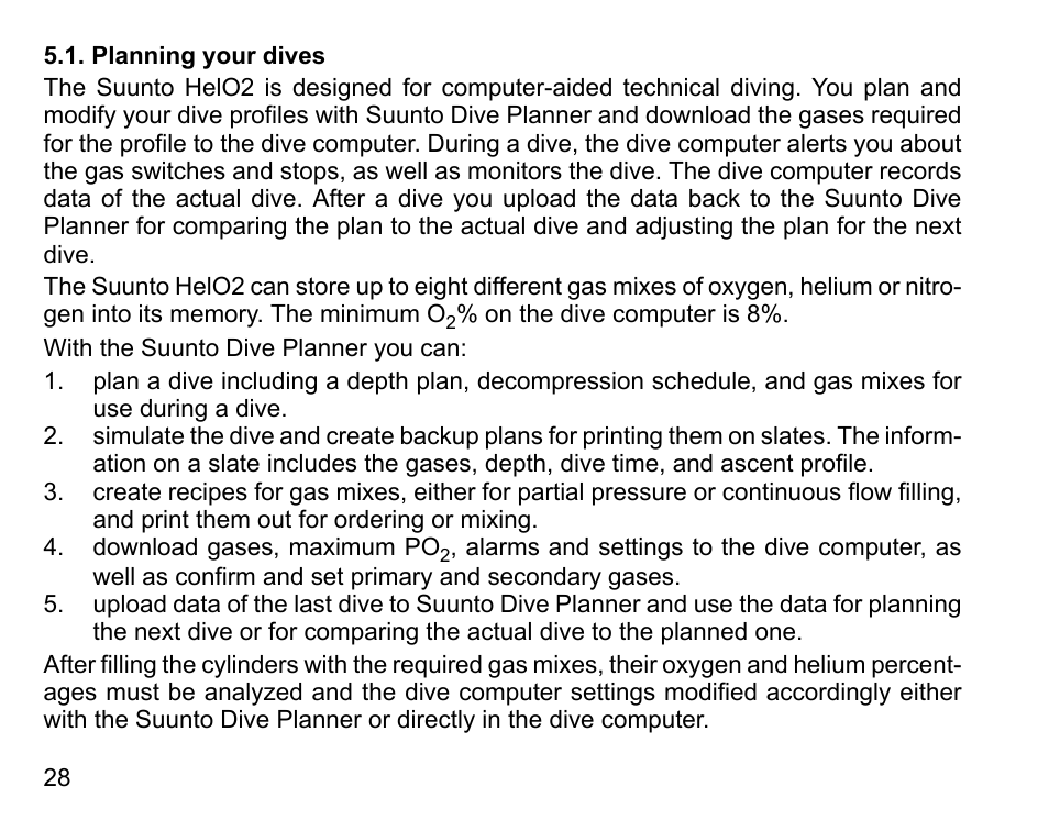 Planning your dives | SUUNTO HELO2 User Manual | Page 28 / 116
