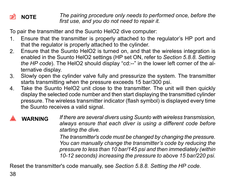 SUUNTO HELO2 User Manual | Page 38 / 116