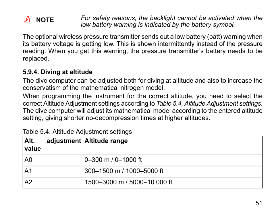 Diving at altitude | SUUNTO HELO2 User Manual | Page 51 / 116