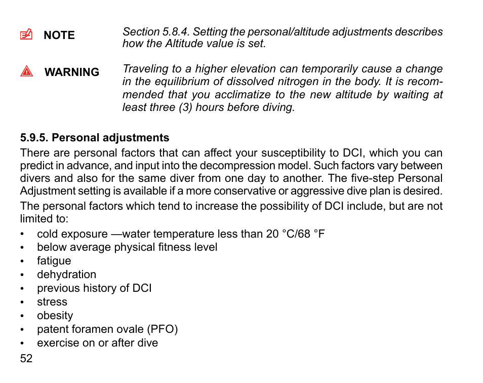 Personal adjustments | SUUNTO HELO2 User Manual | Page 52 / 116