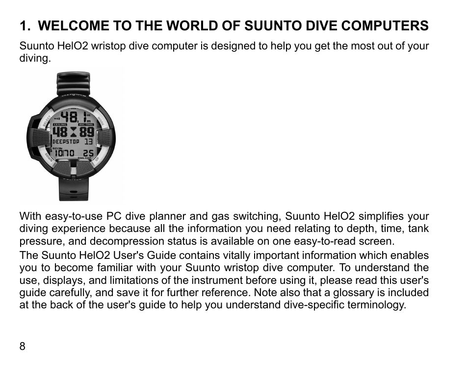 Welcome to the world of suunto dive computers | SUUNTO HELO2 User Manual | Page 8 / 116