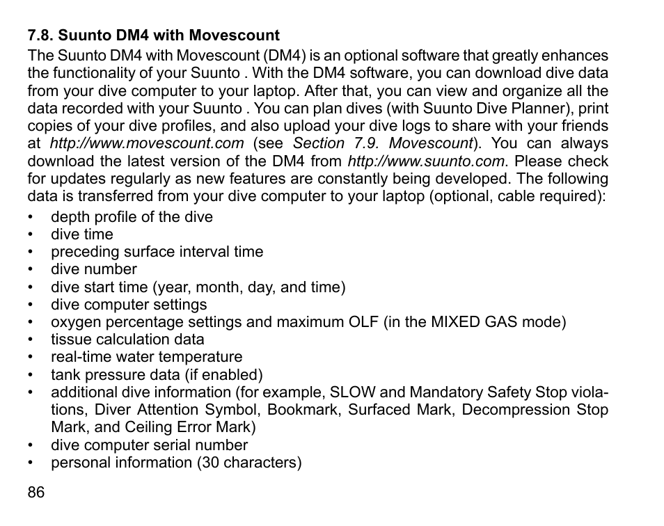 Suunto dm4 with movescount | SUUNTO HELO2 User Manual | Page 86 / 116