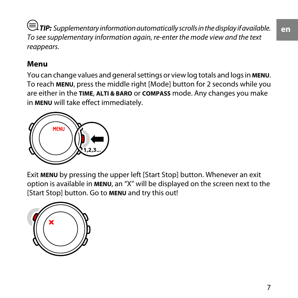 Menu | SUUNTO LUMI Quick Start User Manual | Page 10 / 13