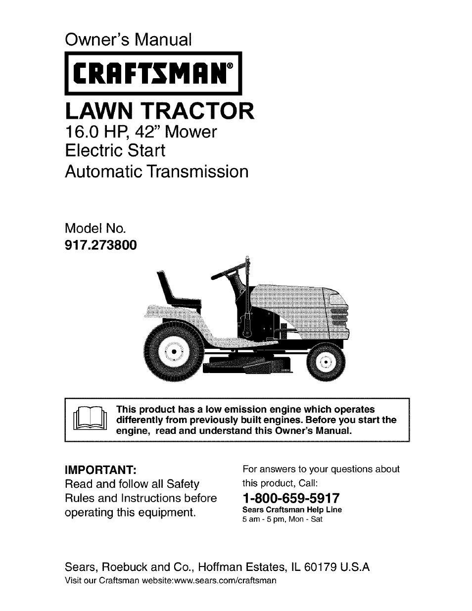 Craftsman 917.273800 User Manual | 60 pages