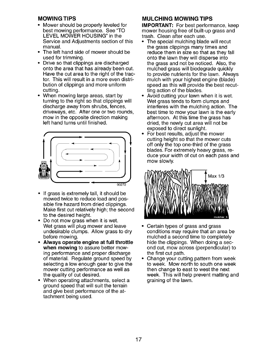 Mowing tips | Craftsman 917.273800 User Manual | Page 17 / 60