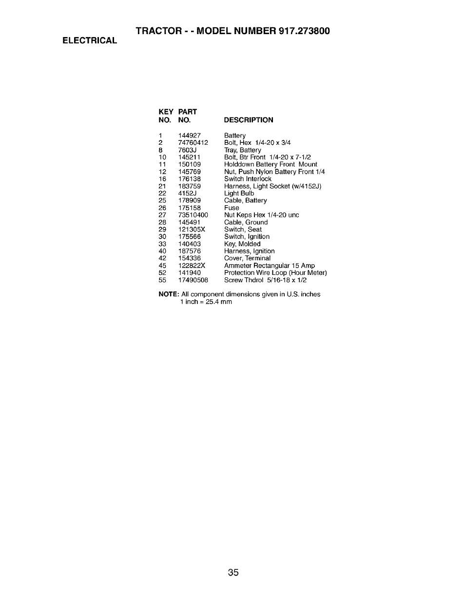 Electrical | Craftsman 917.273800 User Manual | Page 35 / 60