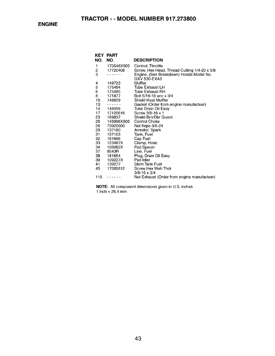 Engine | Craftsman 917.273800 User Manual | Page 43 / 60