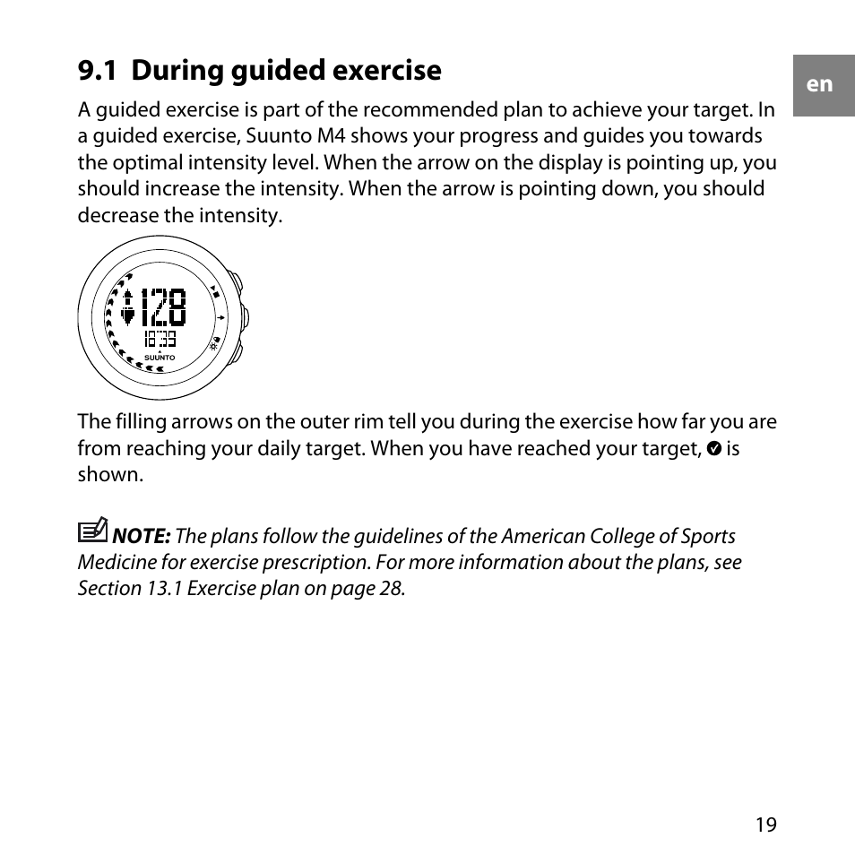 1 during guided exercise | SUUNTO M4 User Manual | Page 19 / 45