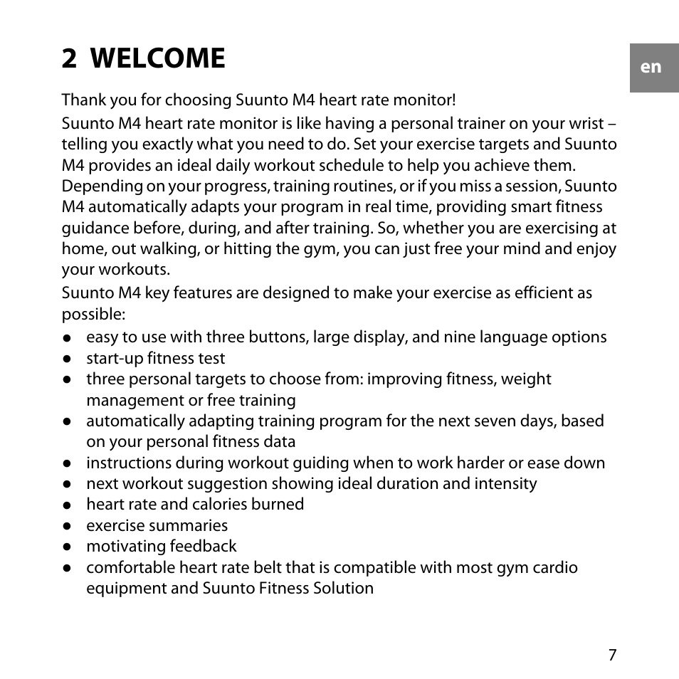 2 welcome | SUUNTO M4 User Manual | Page 7 / 45