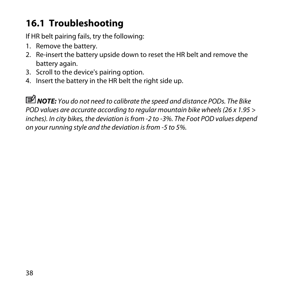 1 troubleshooting | SUUNTO M5 User Manual | Page 38 / 47