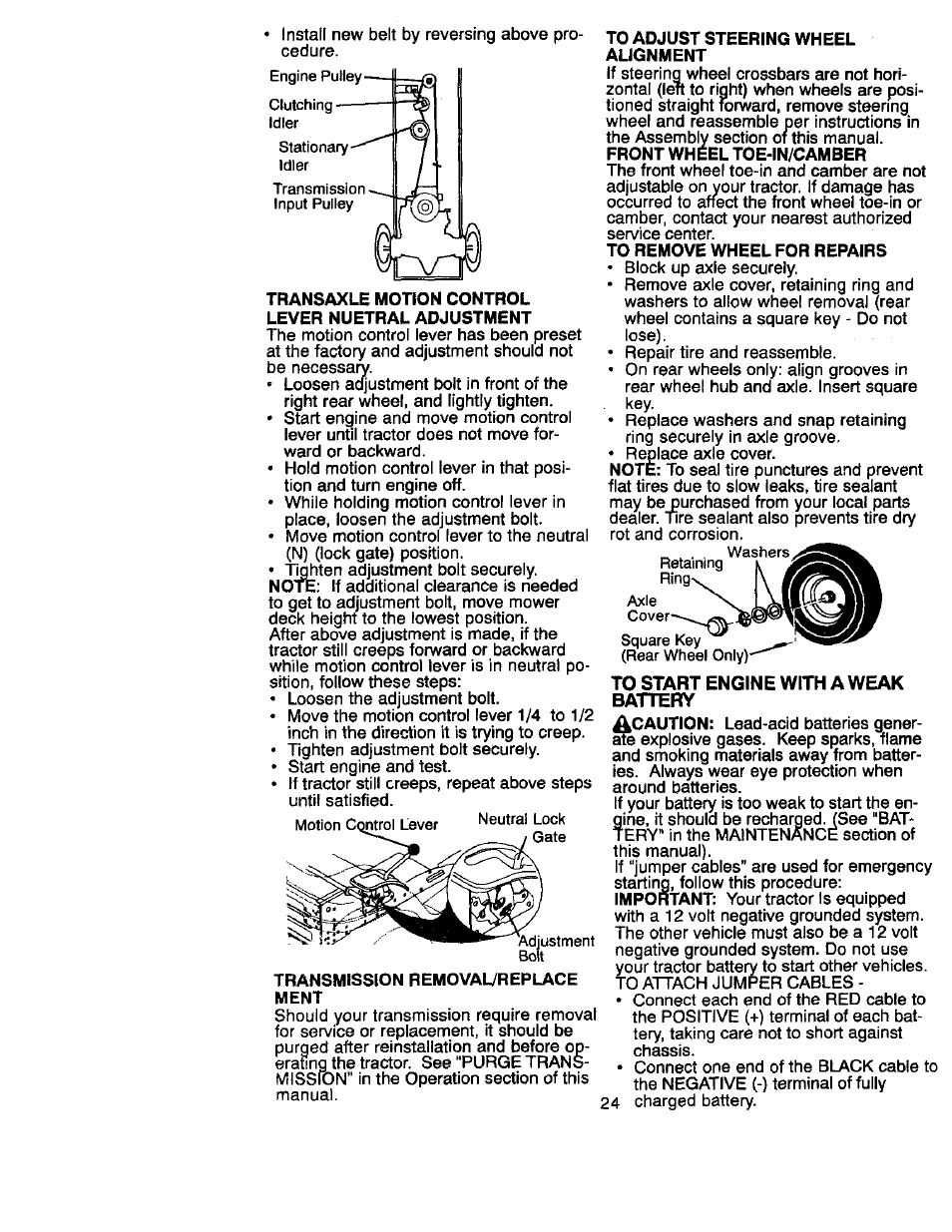 To start engine with a weak battery | Craftsman 917.270822 User Manual | Page 24 / 60