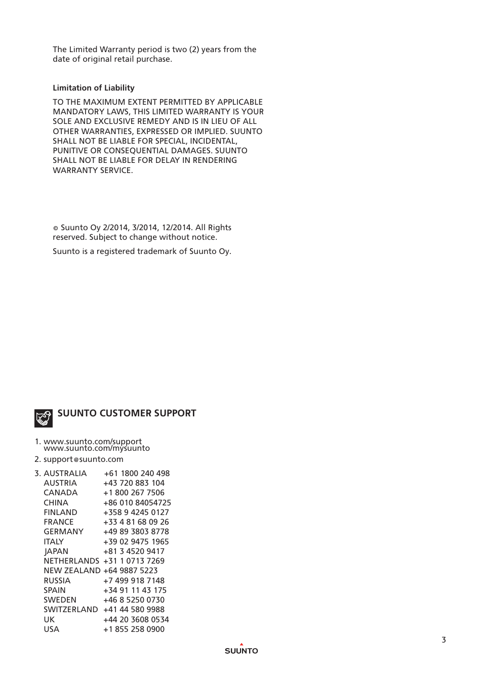 SUUNTO M-9 User Manual | Page 3 / 3