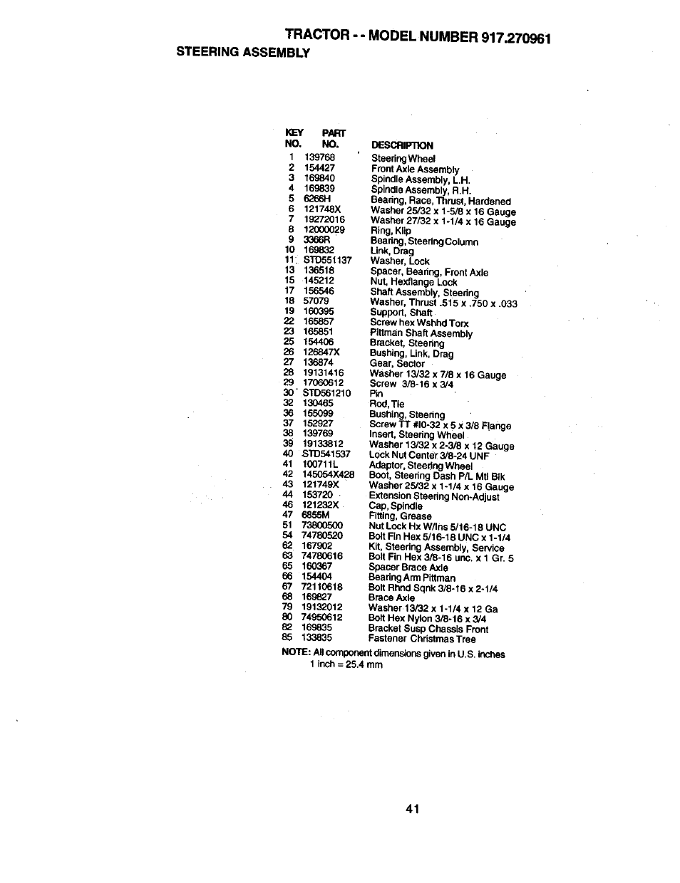 Steering assembly | Craftsman 917.270961 User Manual | Page 41 / 60