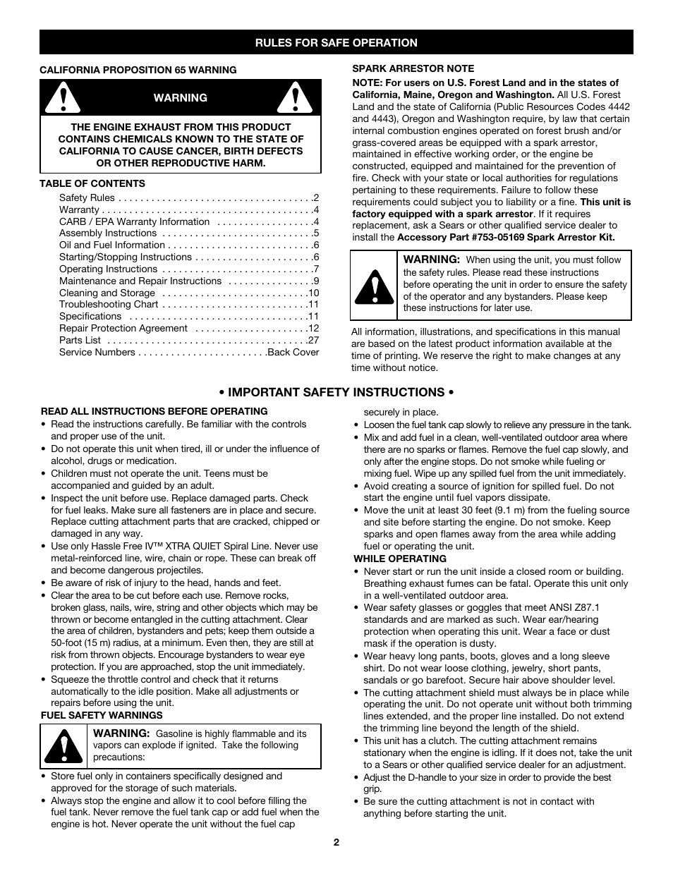 Craftsman 316.79192 User Manual | Page 2 / 32