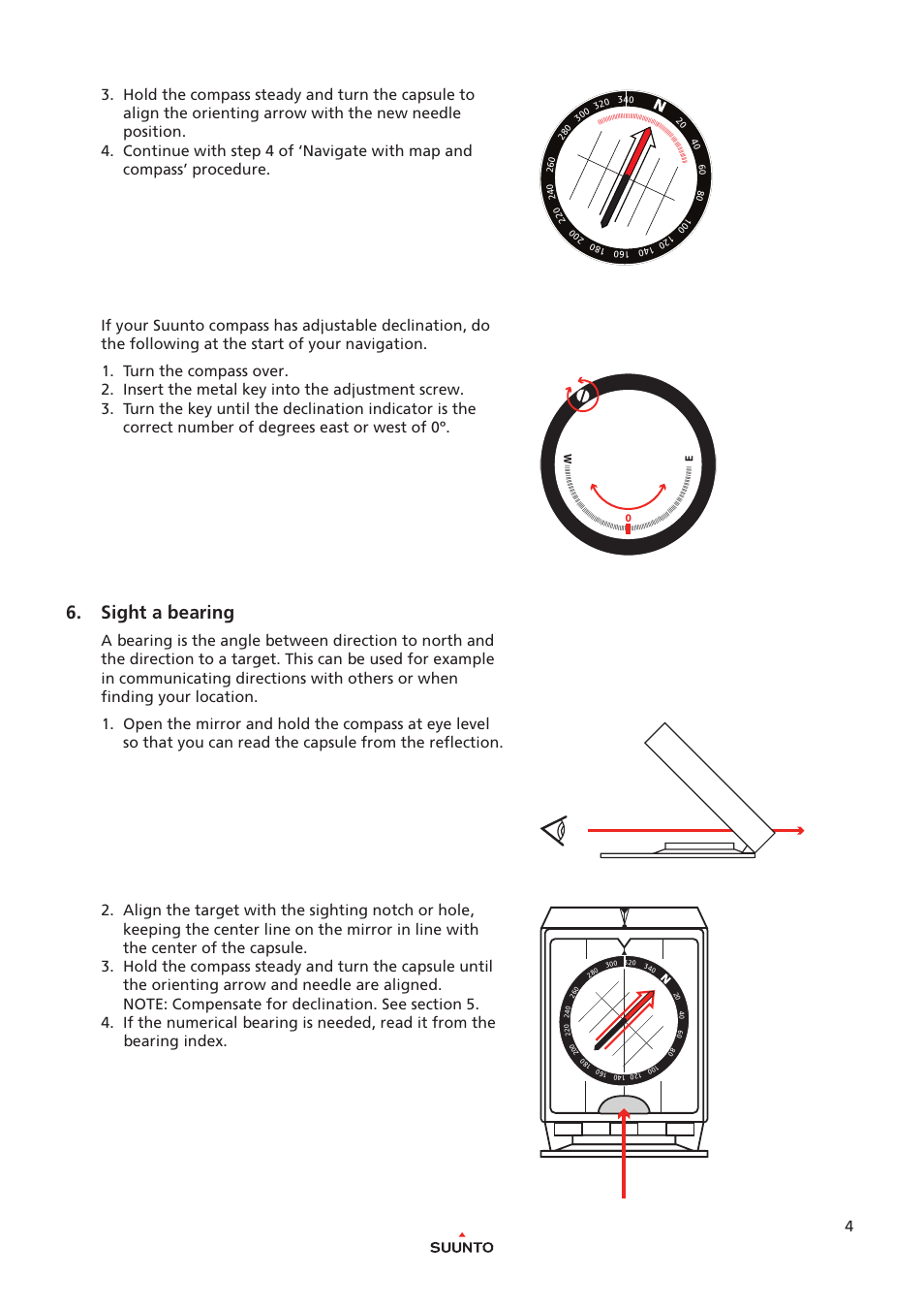 Sight a bearing | SUUNTO MCB User Manual | Page 4 / 8