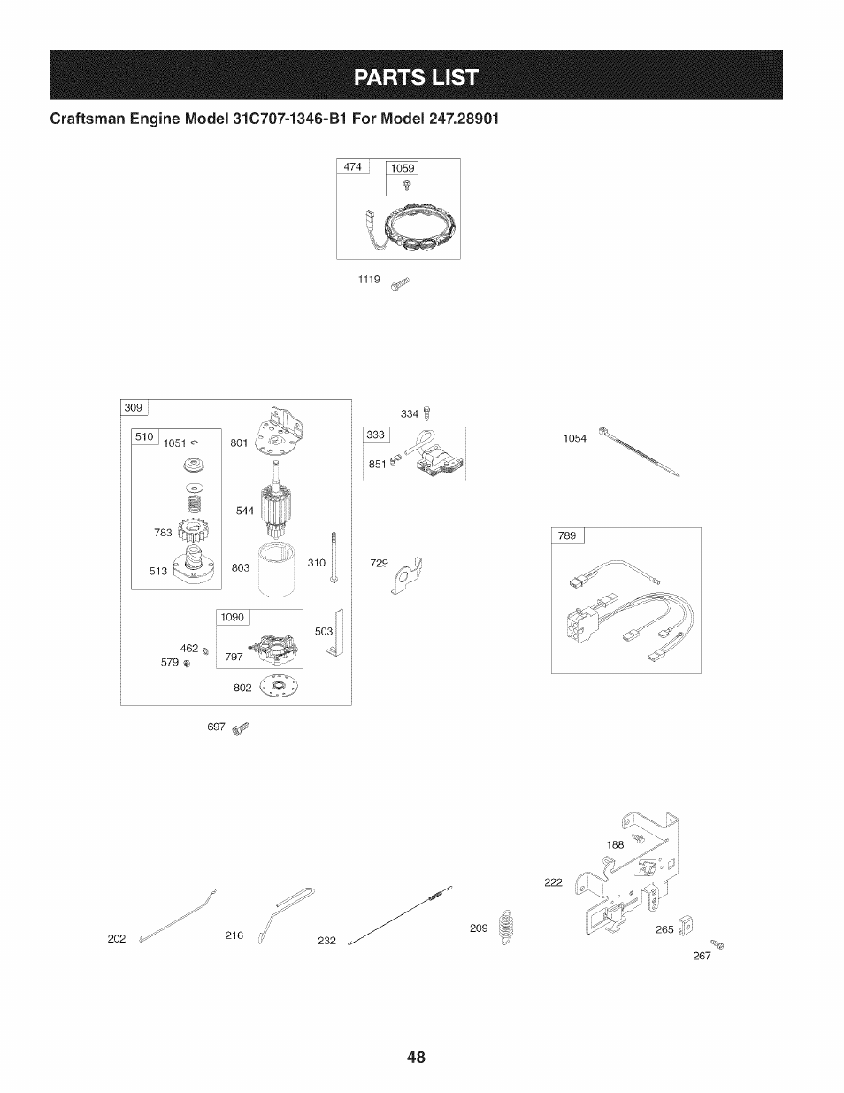 Parts list | Craftsman 247.28901 User Manual | Page 48 / 92