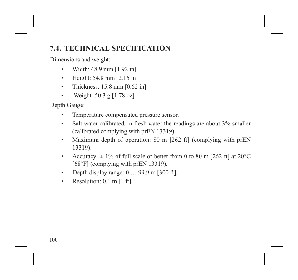 Technical specification | SUUNTO MOSQUITO User Manual | Page 102 / 122