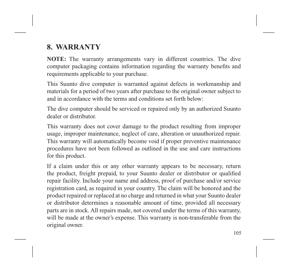 Warranty | SUUNTO MOSQUITO User Manual | Page 107 / 122