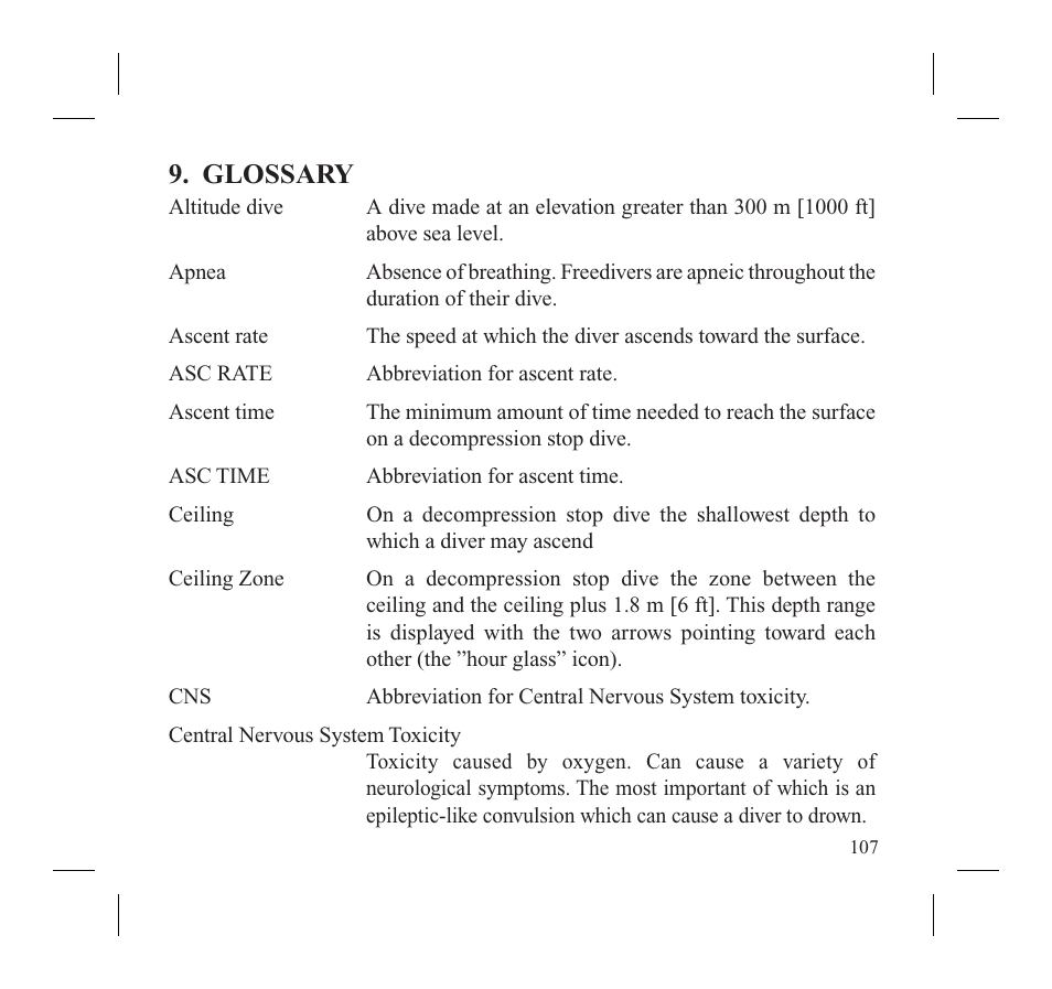 Glossary | SUUNTO MOSQUITO User Manual | Page 109 / 122