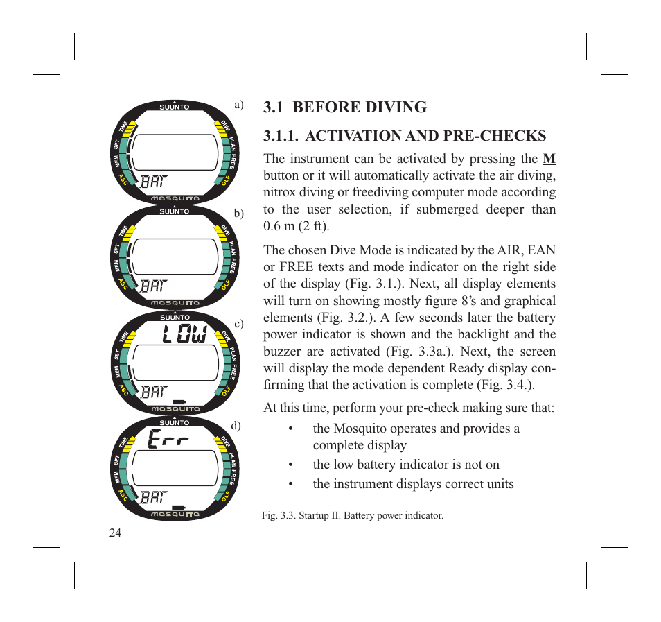 1 before diving | SUUNTO MOSQUITO User Manual | Page 26 / 122